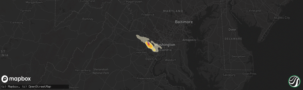 Hail map in Oakton, VA on June 18, 2015