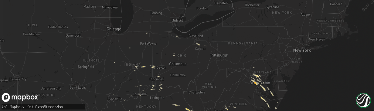 Hail map in Ohio on June 18, 2015