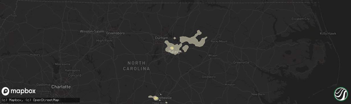 Hail map in Raleigh, NC on June 18, 2015