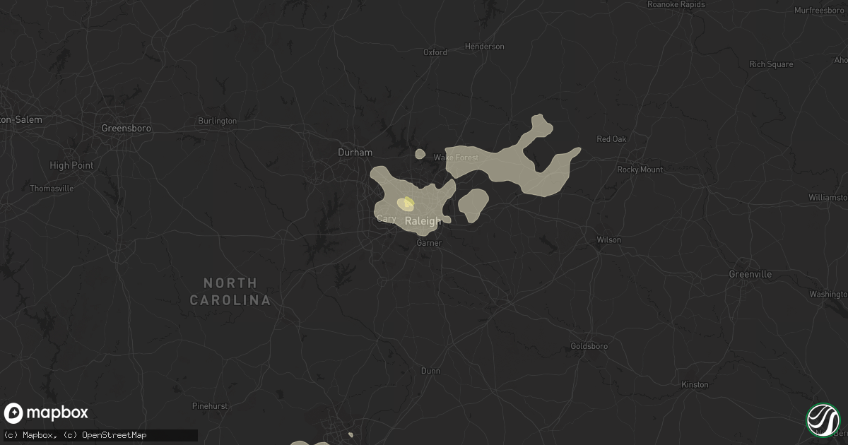 Hail map in Raleigh, NC on June 18, 2015