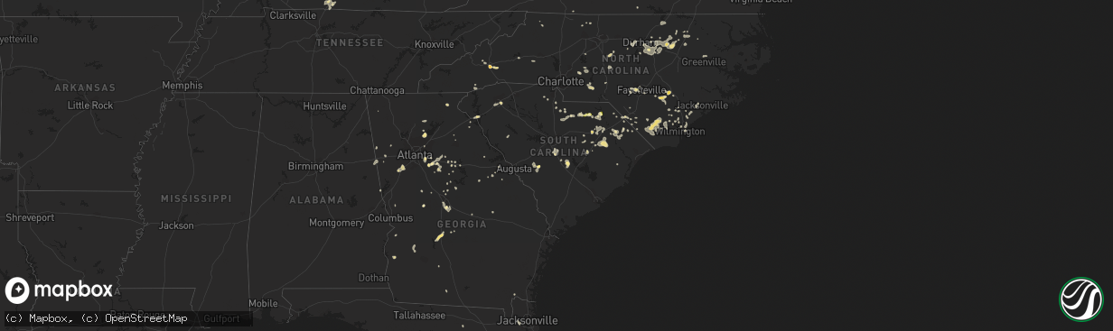 Hail map in South Carolina on June 18, 2015