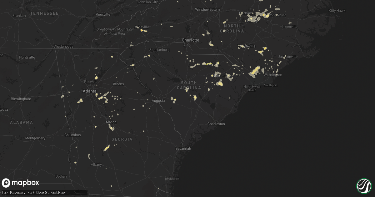Hail map in South Carolina on June 18, 2015