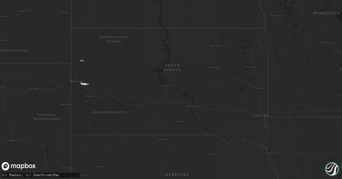Hail map in South Dakota on June 18, 2015