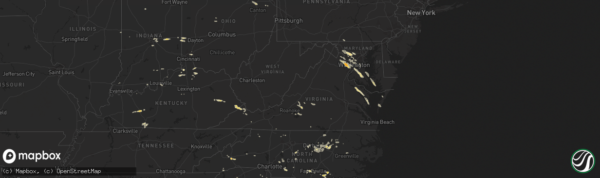 Hail map in Virginia on June 18, 2015