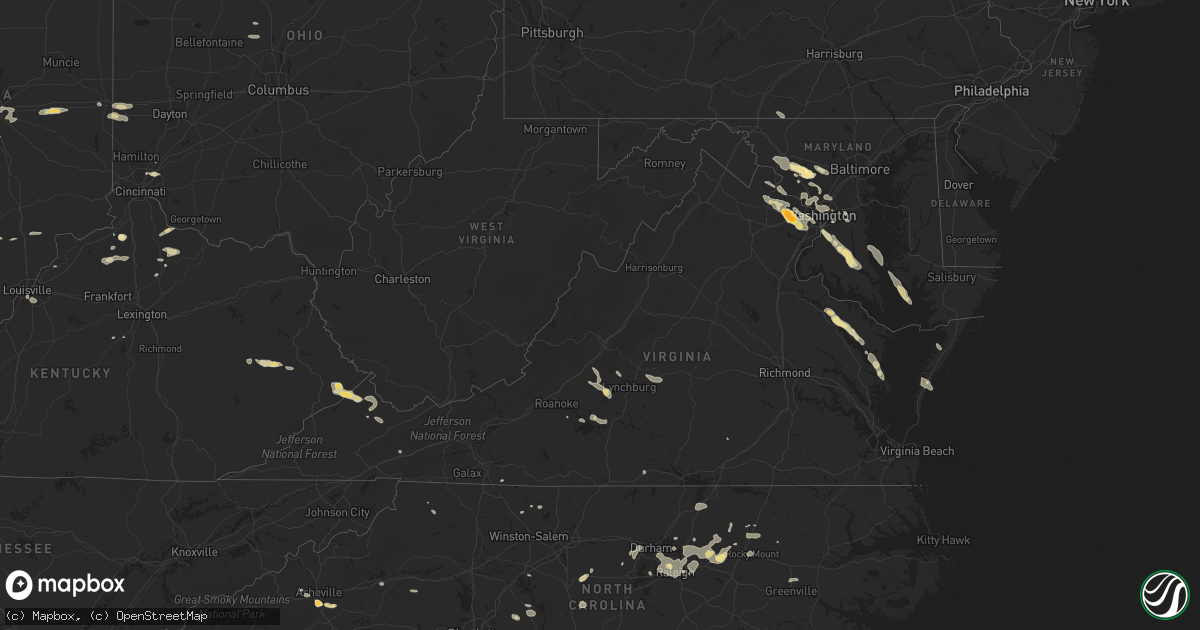 Hail map in Virginia on June 18, 2015