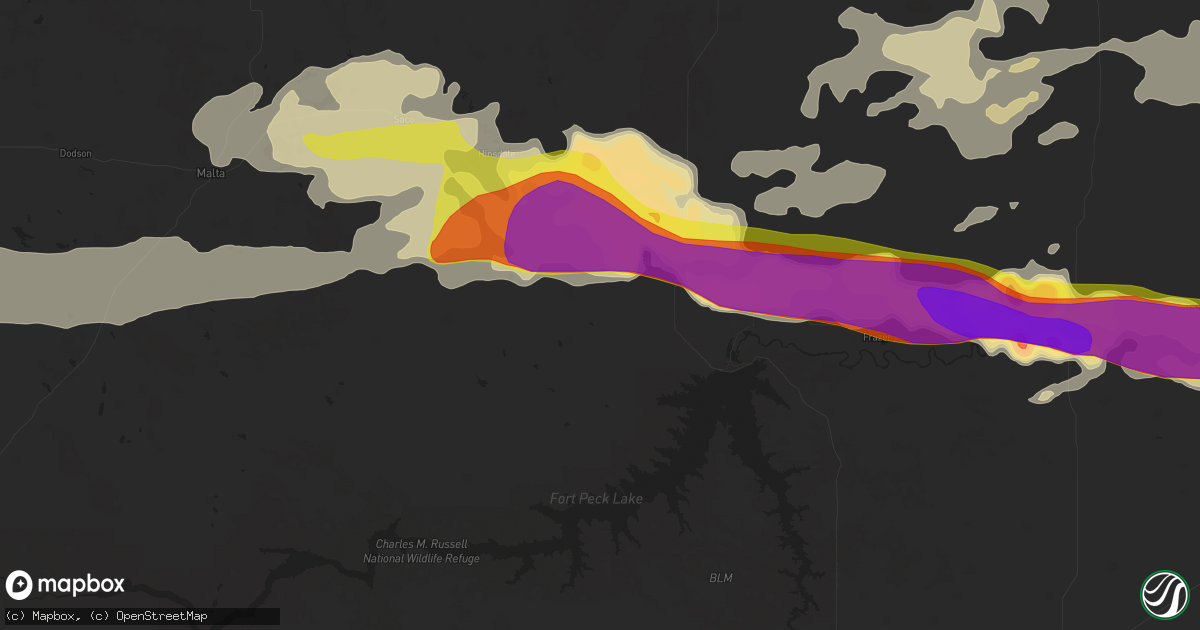 Hail map in Glasgow, MT on June 18, 2016