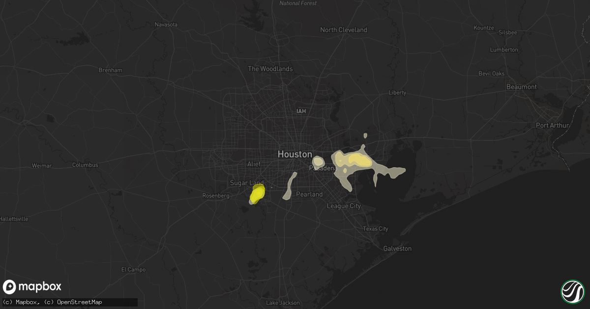 Hail map in Houston, TX on June 18, 2016