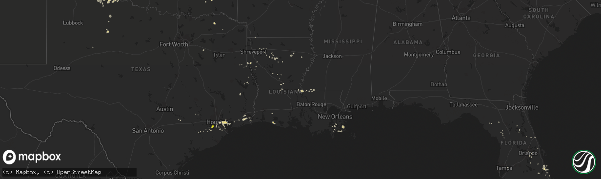 Hail map in Louisiana on June 18, 2016