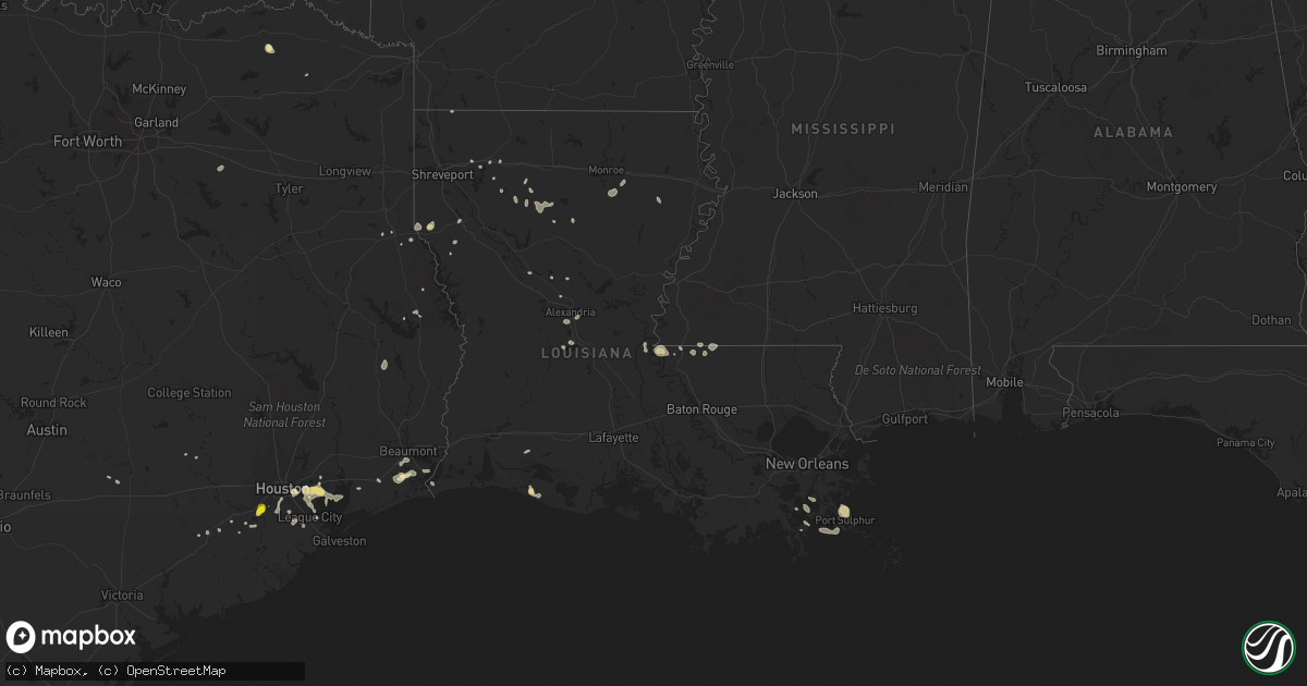 Hail map in Louisiana on June 18, 2016