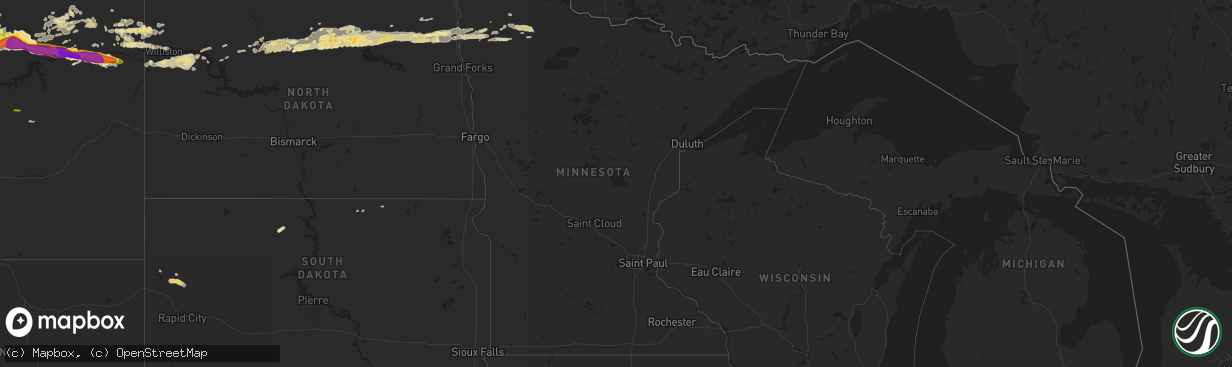 Hail map in Minnesota on June 18, 2016