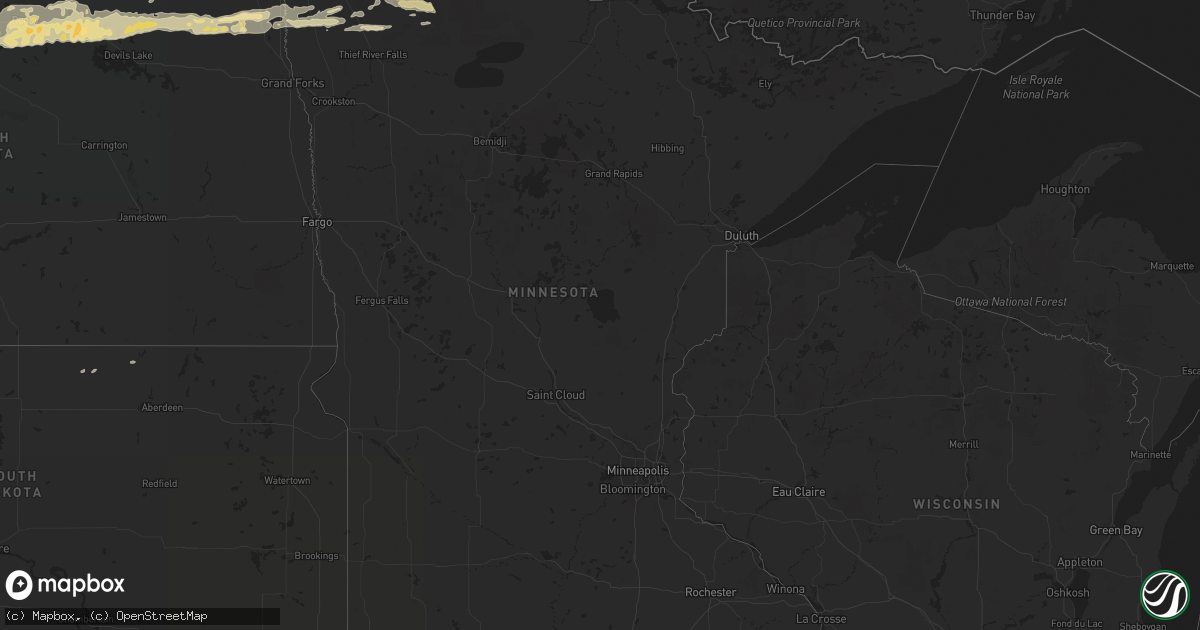 Hail map in Minnesota on June 18, 2016