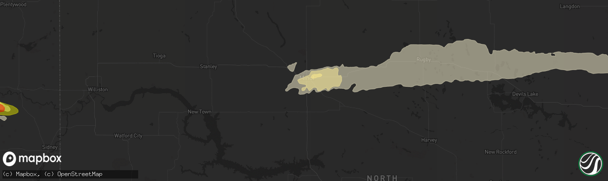 Hail map in Minot, ND on June 18, 2016