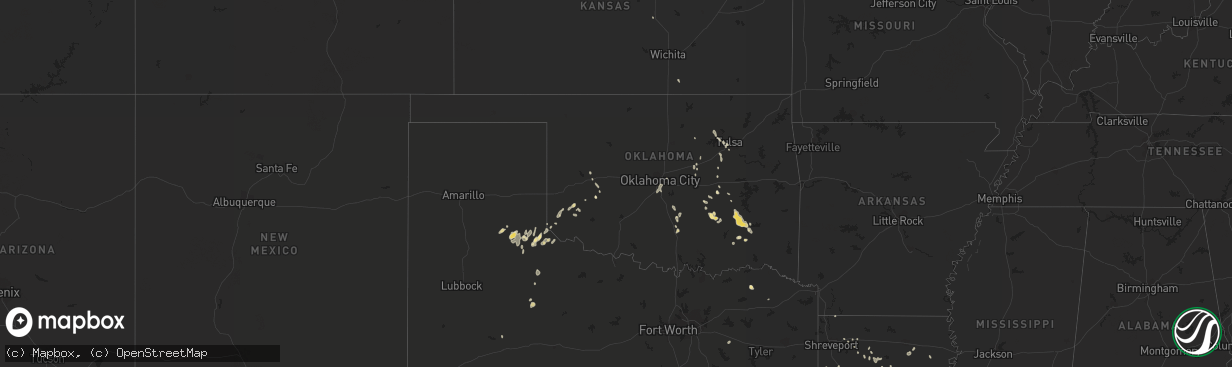 Hail map in Oklahoma on June 18, 2016