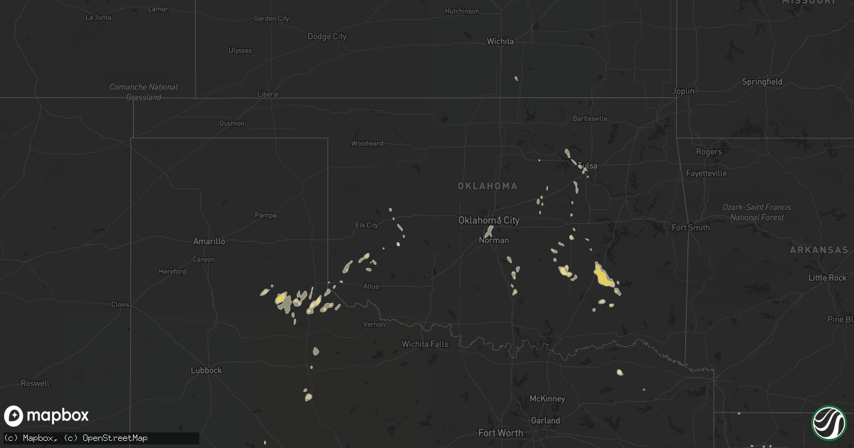 Hail map in Oklahoma on June 18, 2016