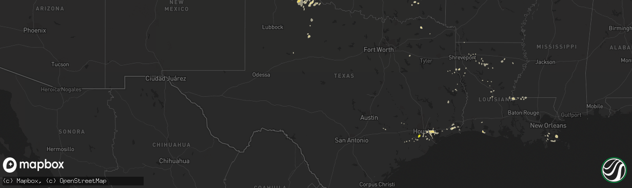 Hail map in Texas on June 18, 2016