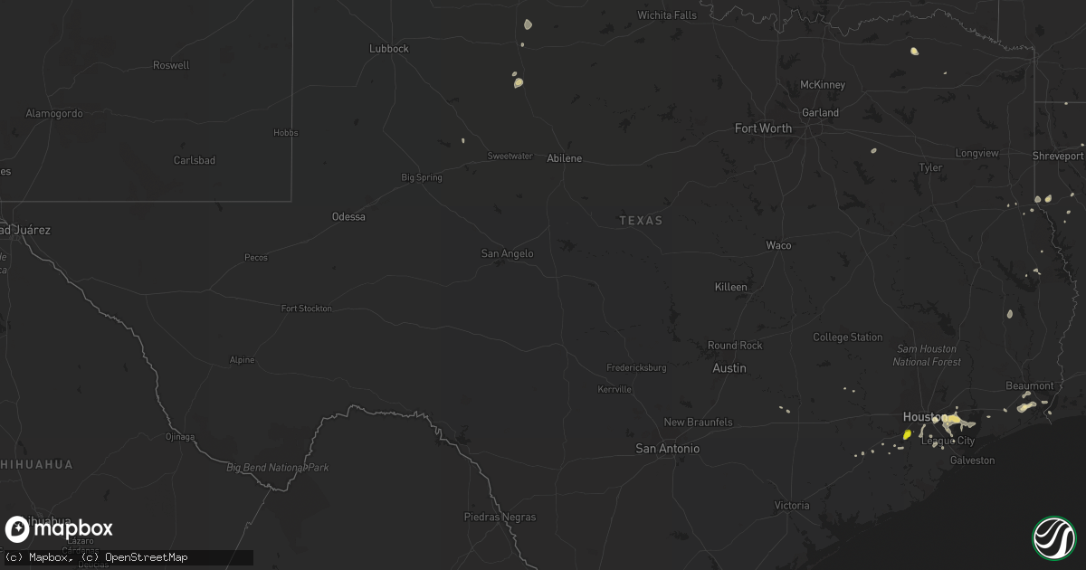 Hail map in Texas on June 18, 2016