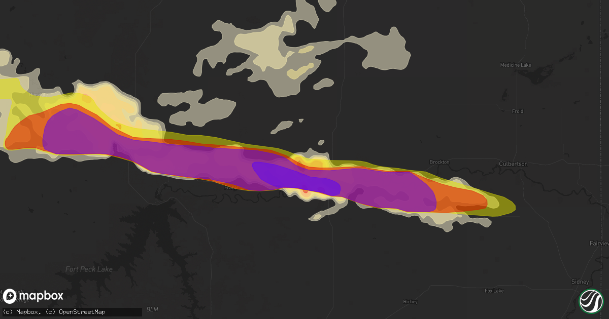 Hail map in Wolf Point, MT on June 18, 2016