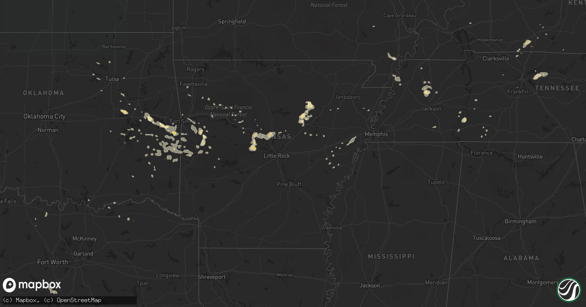 Hail map in Arkansas on June 18, 2017