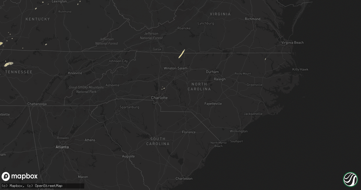 Hail map in North Carolina on June 18, 2017