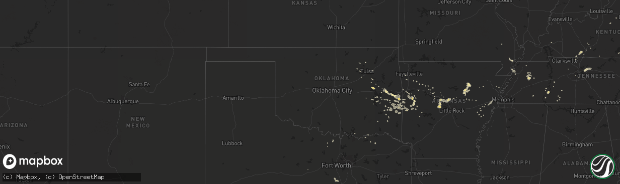 Hail map in Oklahoma on June 18, 2017