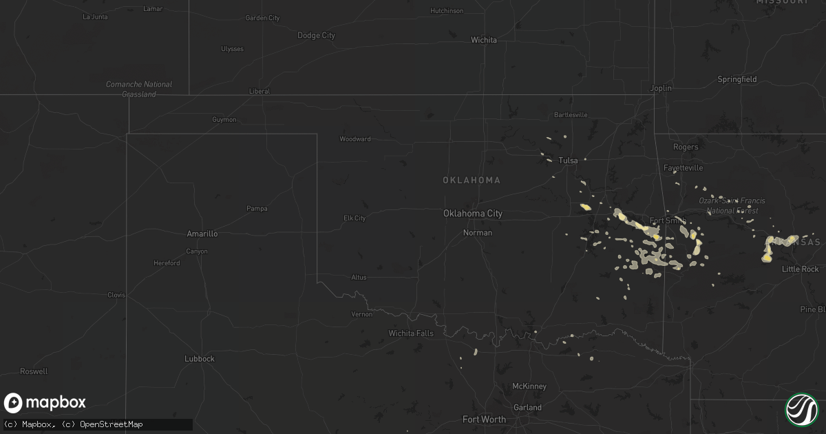 Hail map in Oklahoma on June 18, 2017