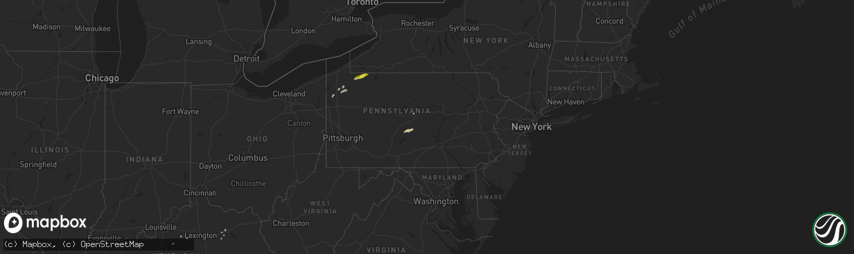 Hail map in Pennsylvania on June 18, 2017