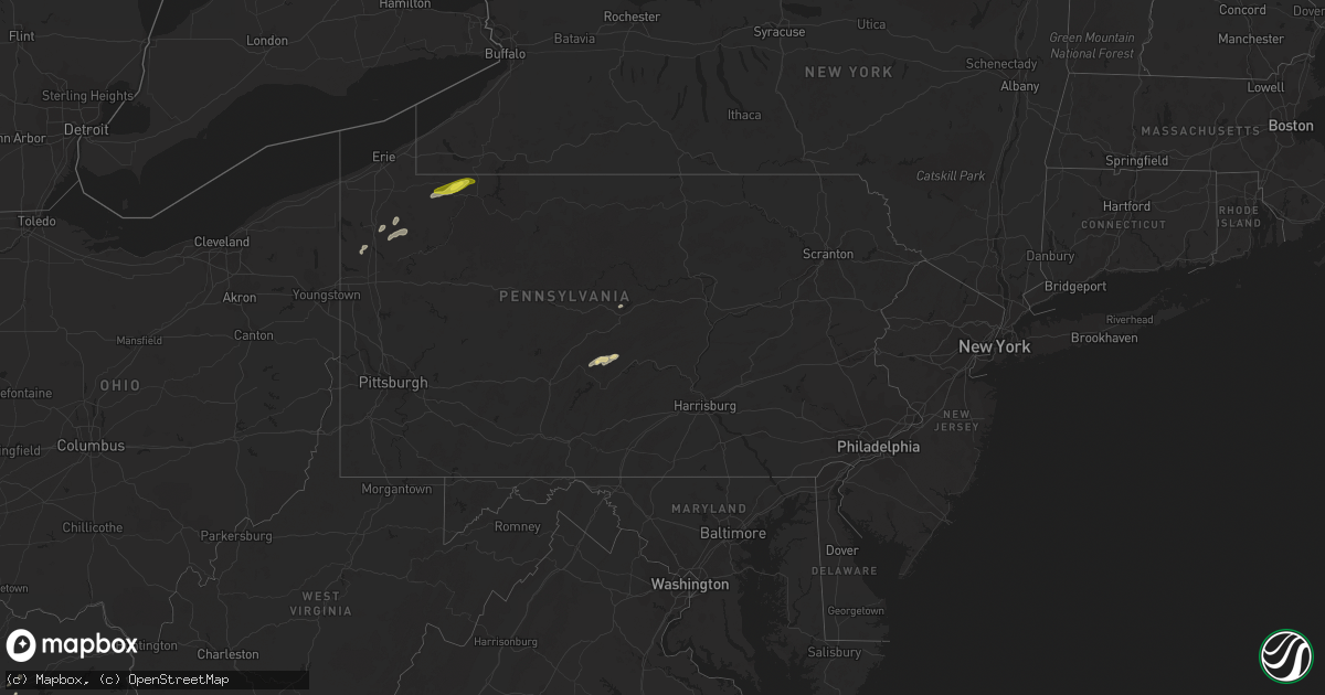 Hail map in Pennsylvania on June 18, 2017