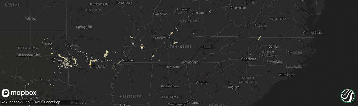 Hail map in Tennessee on June 18, 2017