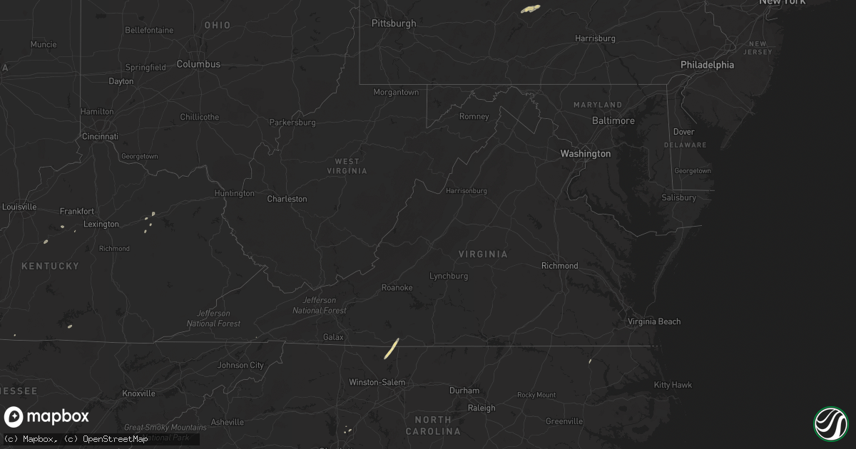 Hail map in Virginia on June 18, 2017
