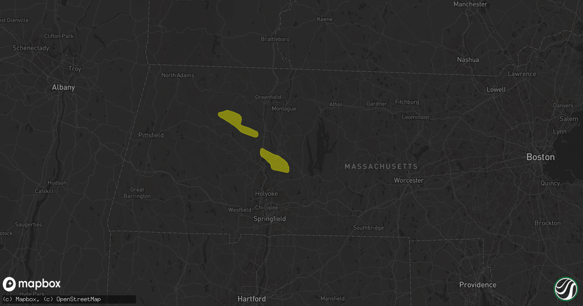 Hail map in Amherst, MA on June 18, 2018
