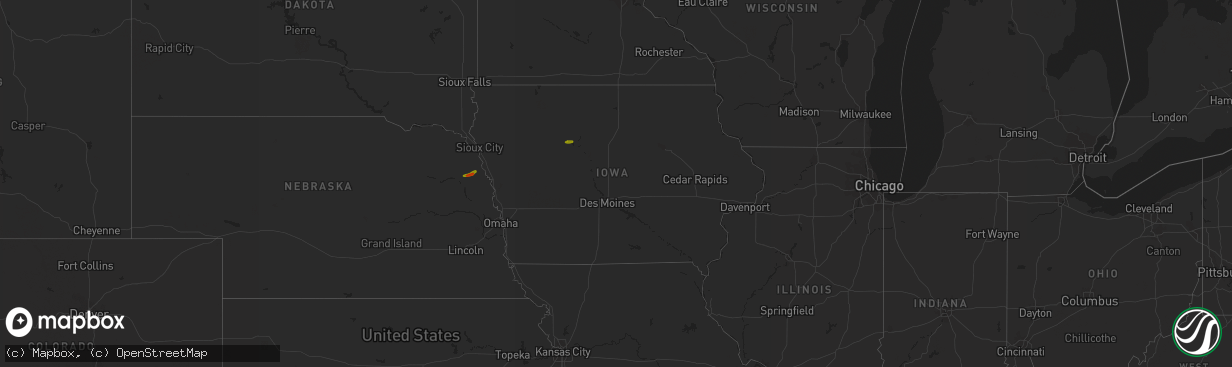 Hail map in Iowa on June 18, 2018