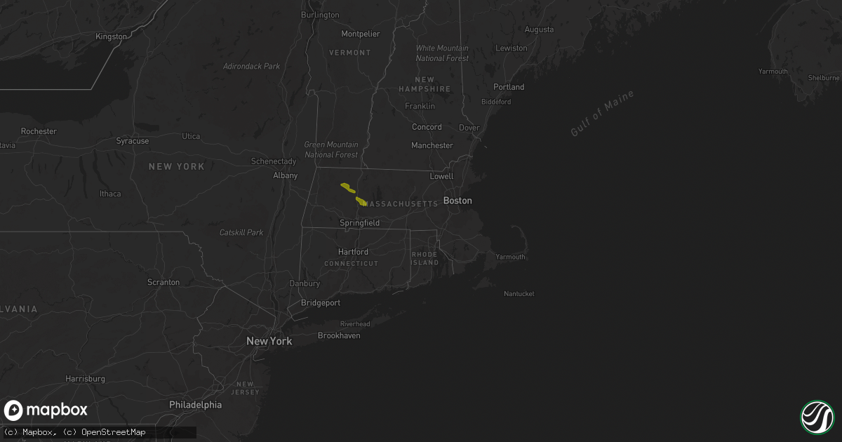 Hail map in Massachusetts on June 18, 2018
