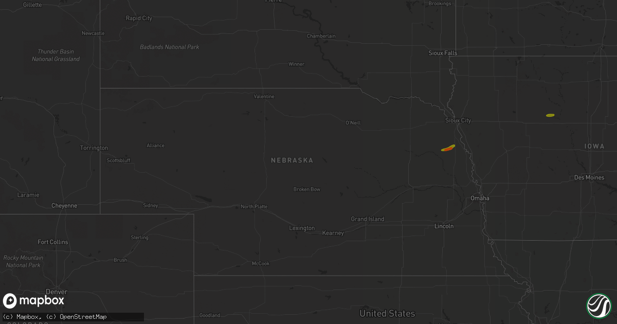 Hail map in Nebraska on June 18, 2018