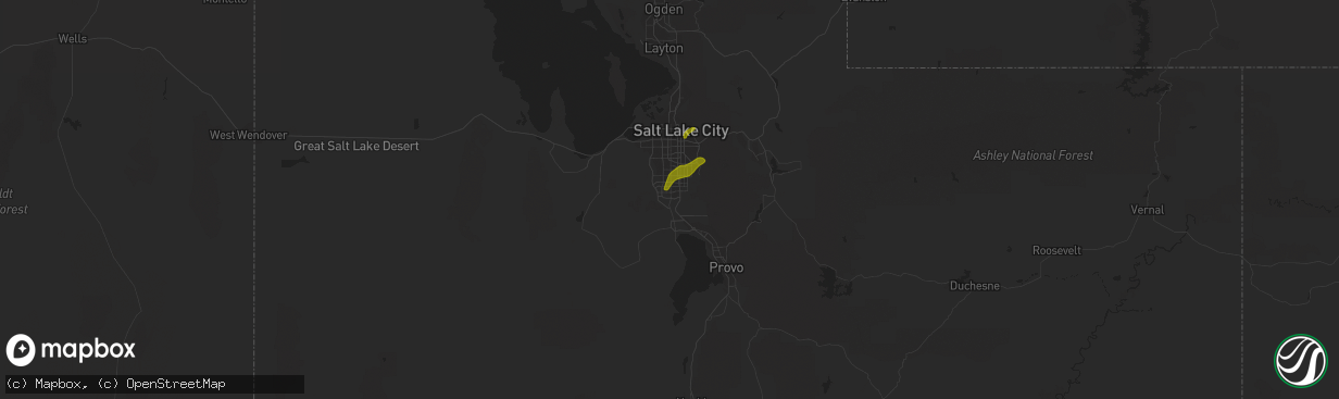 Hail map in Riverton, UT on June 18, 2018