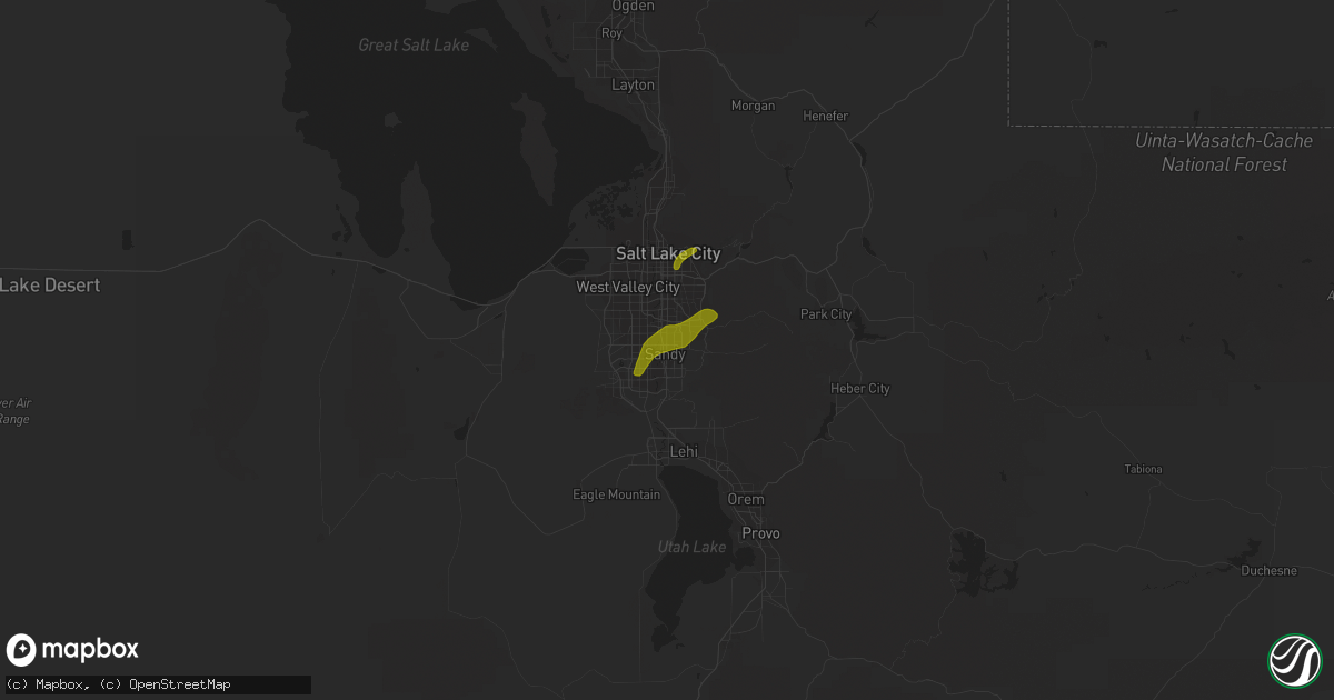 Hail map in Sandy, UT on June 18, 2018
