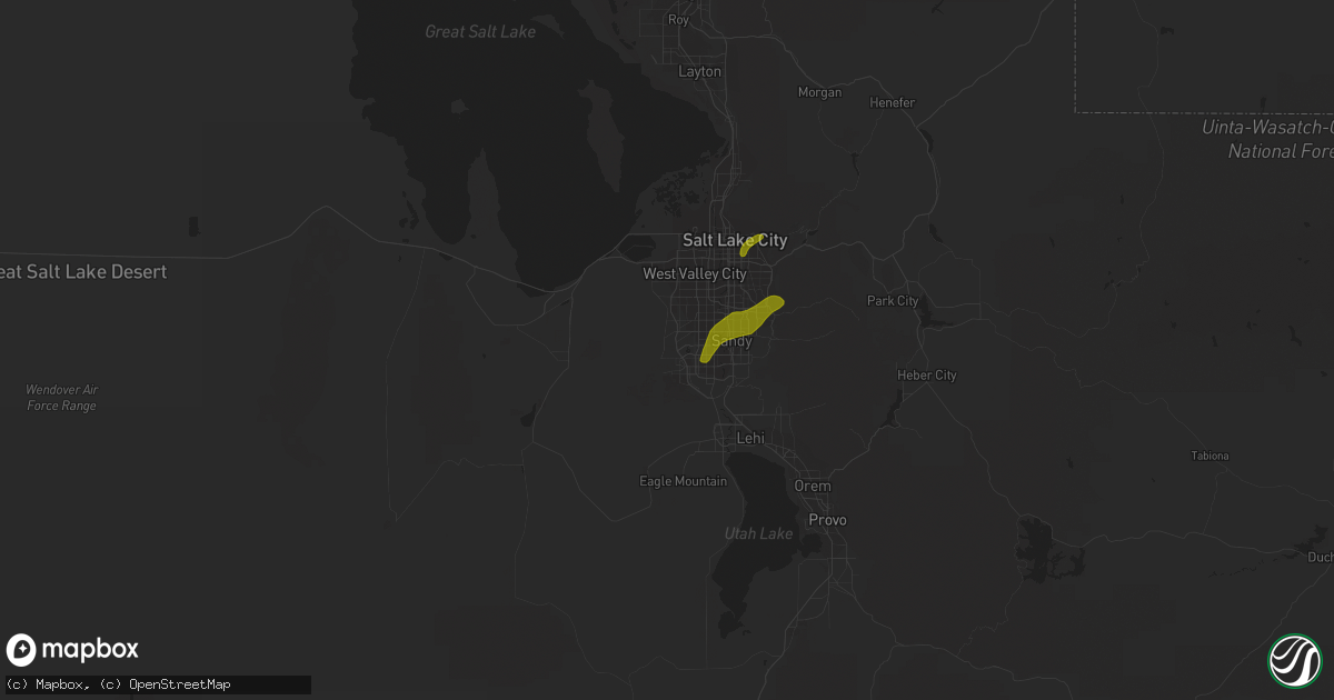 Hail map in South Jordan, UT on June 18, 2018