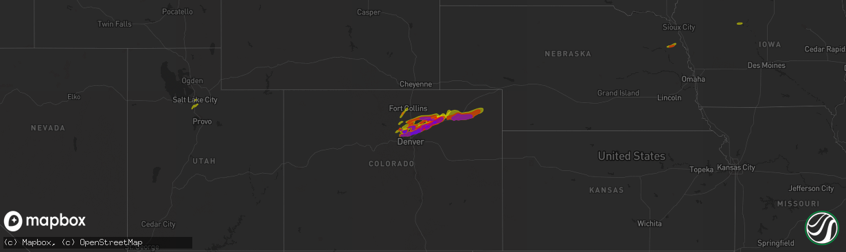 Hail map on June 18, 2018