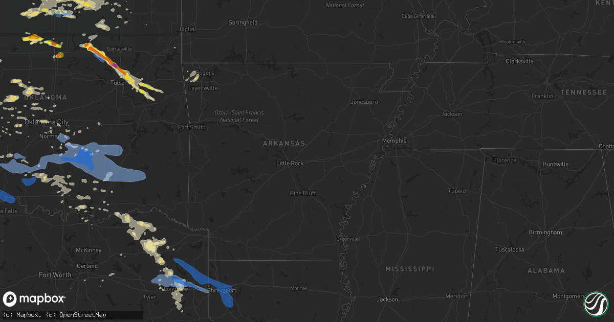 Hail map in Arkansas on June 18, 2019