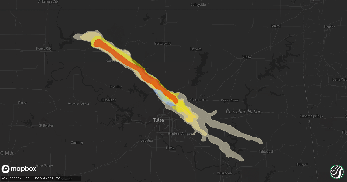 Hail map in Collinsville, OK on June 18, 2019
