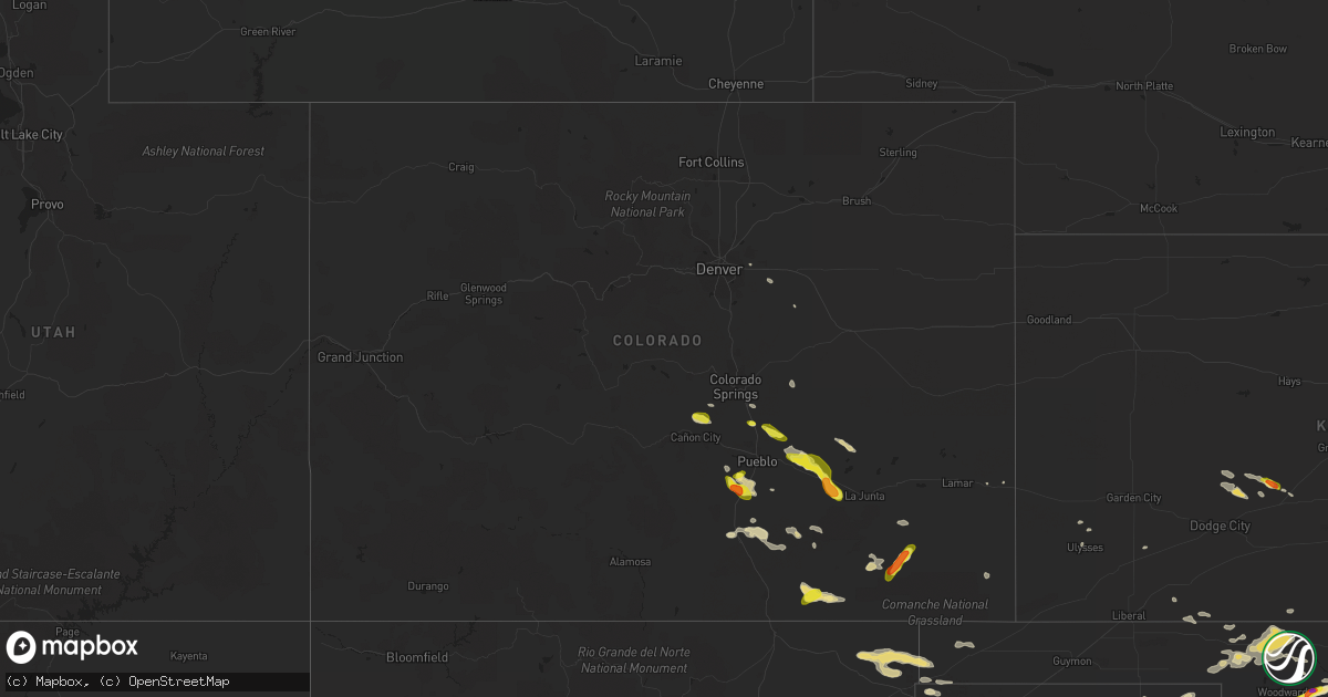 Hail map in Colorado on June 18, 2019