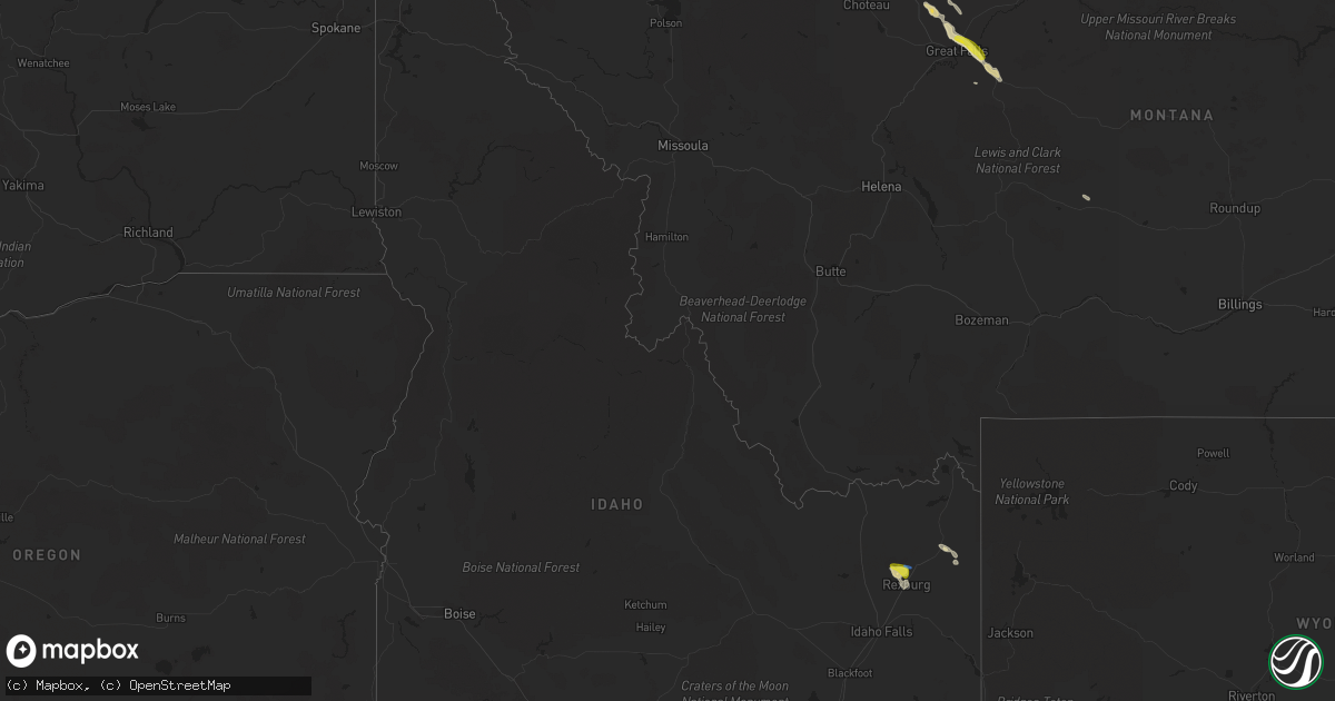 Hail map in Idaho on June 18, 2019
