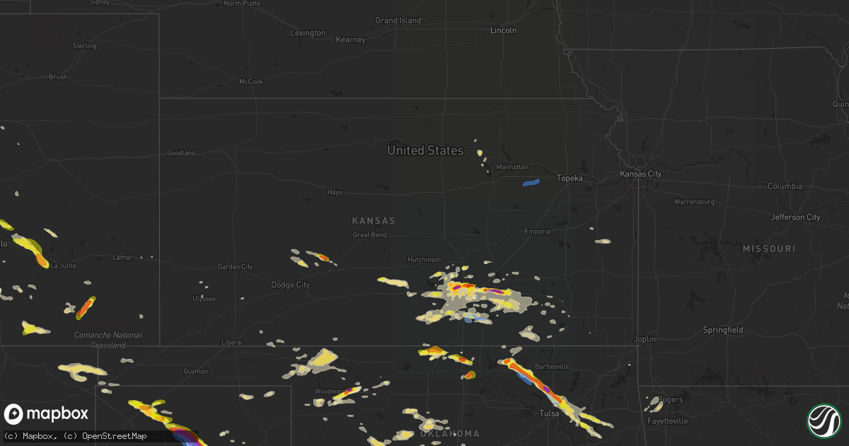Hail map in Kansas on June 18, 2019