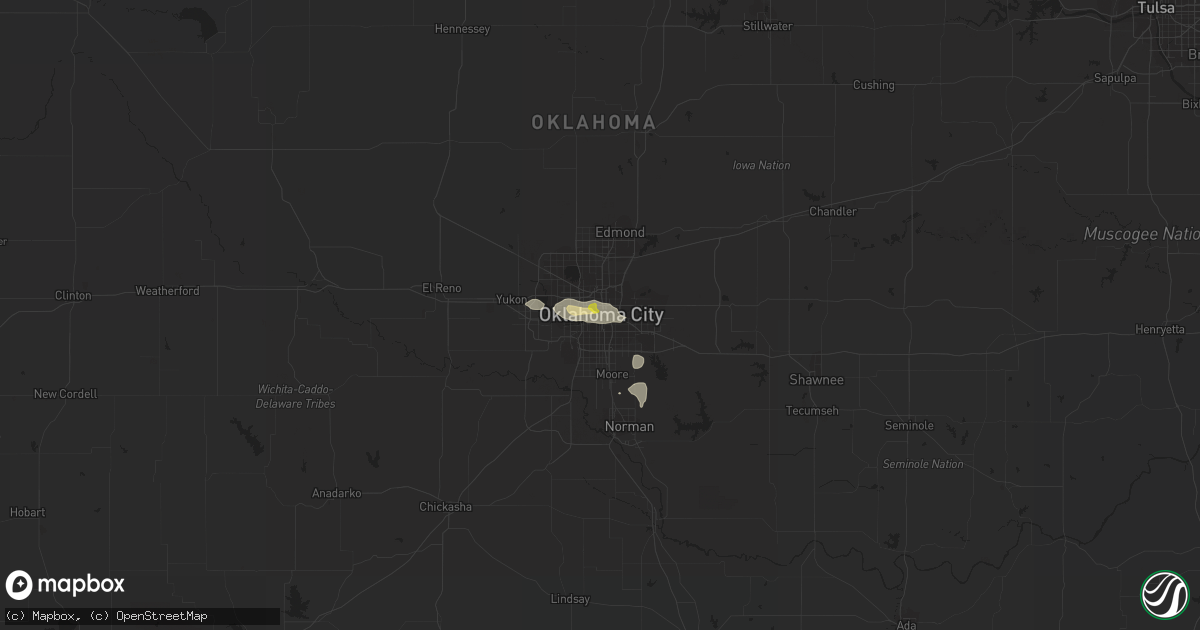 Hail map in Oklahoma City, OK on June 18, 2019