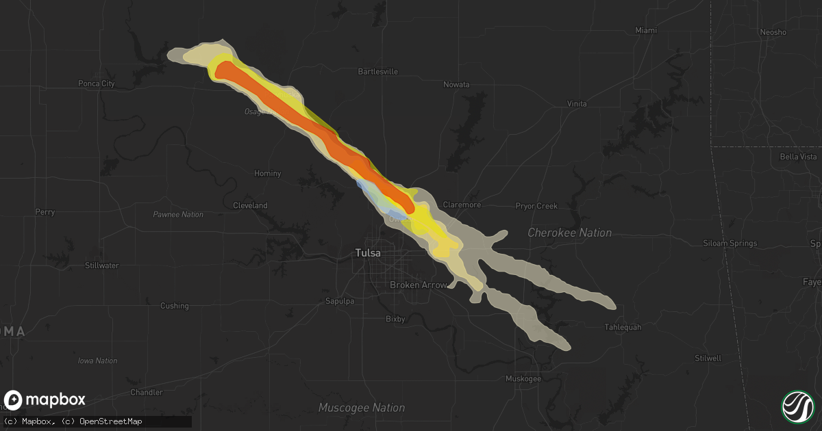 Hail map in Owasso, OK on June 18, 2019