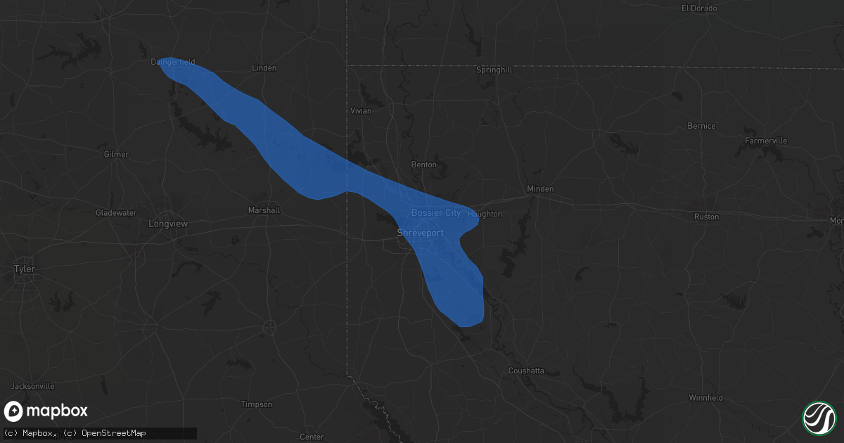 Hail map in Shreveport, LA on June 18, 2019