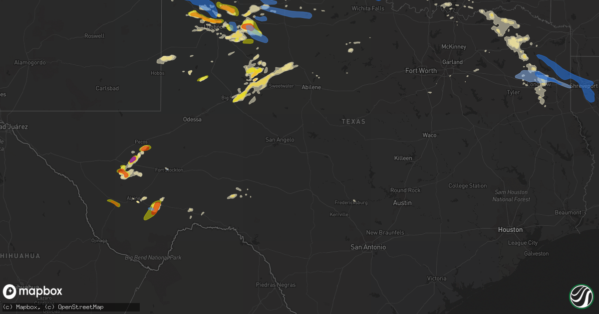 Hail map in Texas on June 18, 2019