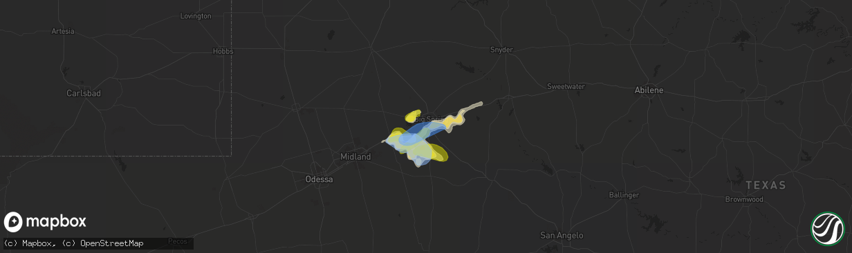 Hail map in Big Spring, TX on June 18, 2020