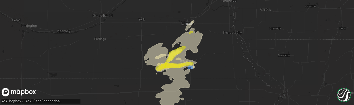 Hail map in De Witt, NE on June 18, 2020