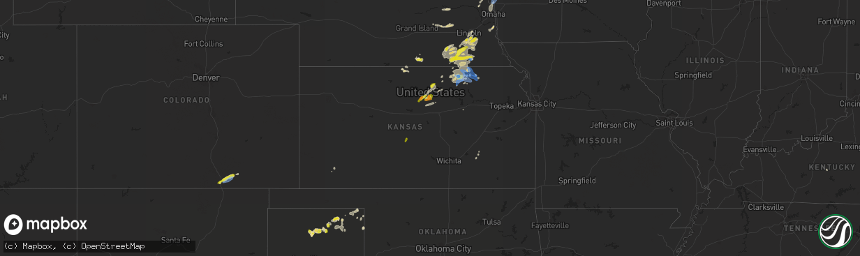 Hail map in Kansas on June 18, 2020