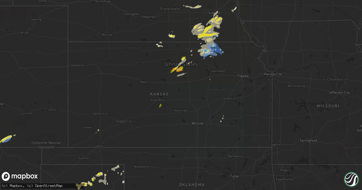 Hail map in Kansas on June 18, 2020